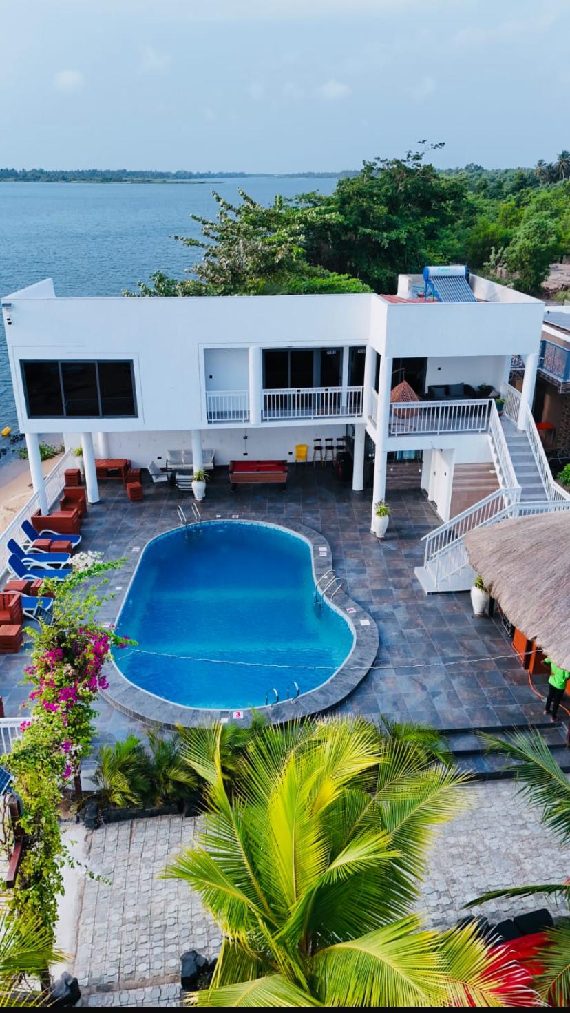 Riverside pool terrace set up for events at Ad Virgin Island Resort